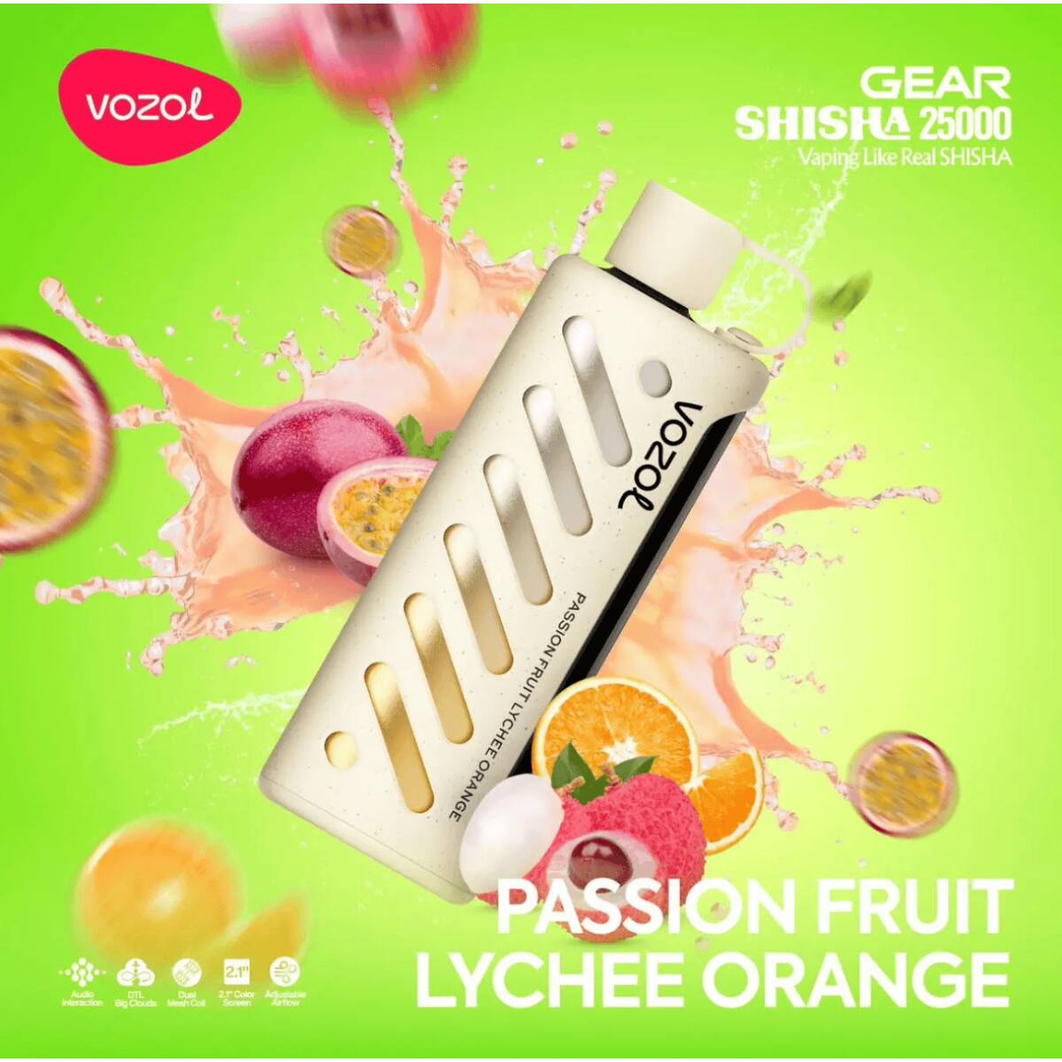 Vozol Gear Shisha 25000 Passion Fruit Lychee Orange